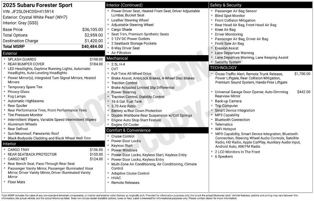 2025 Subaru Forester Sport