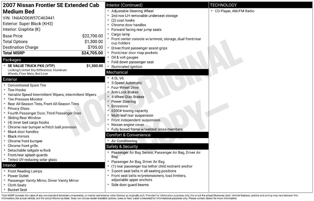2007 Nissan Frontier SE I4