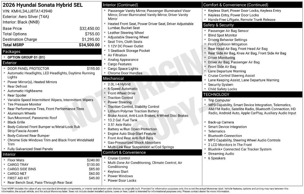 2026 Hyundai Sonata Hybrid SEL