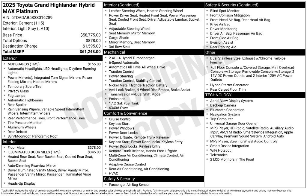 2025 Toyota Grand Highlander Hybrid MAX Platinum